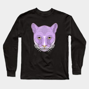 purple cougar face Long Sleeve T-Shirt